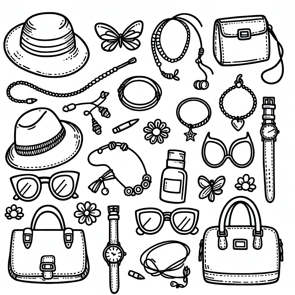 Additional accessories coloring pages example 1