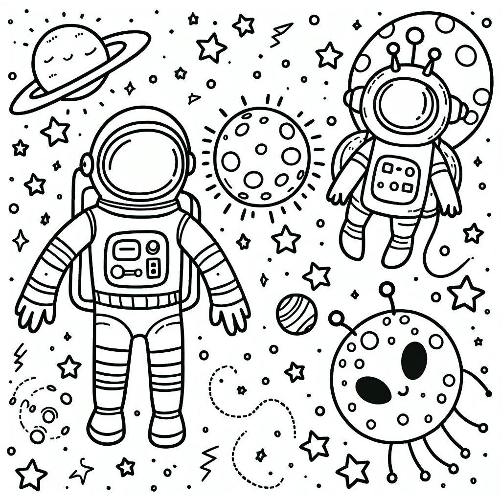 Additional astronauts coloring pages example 1