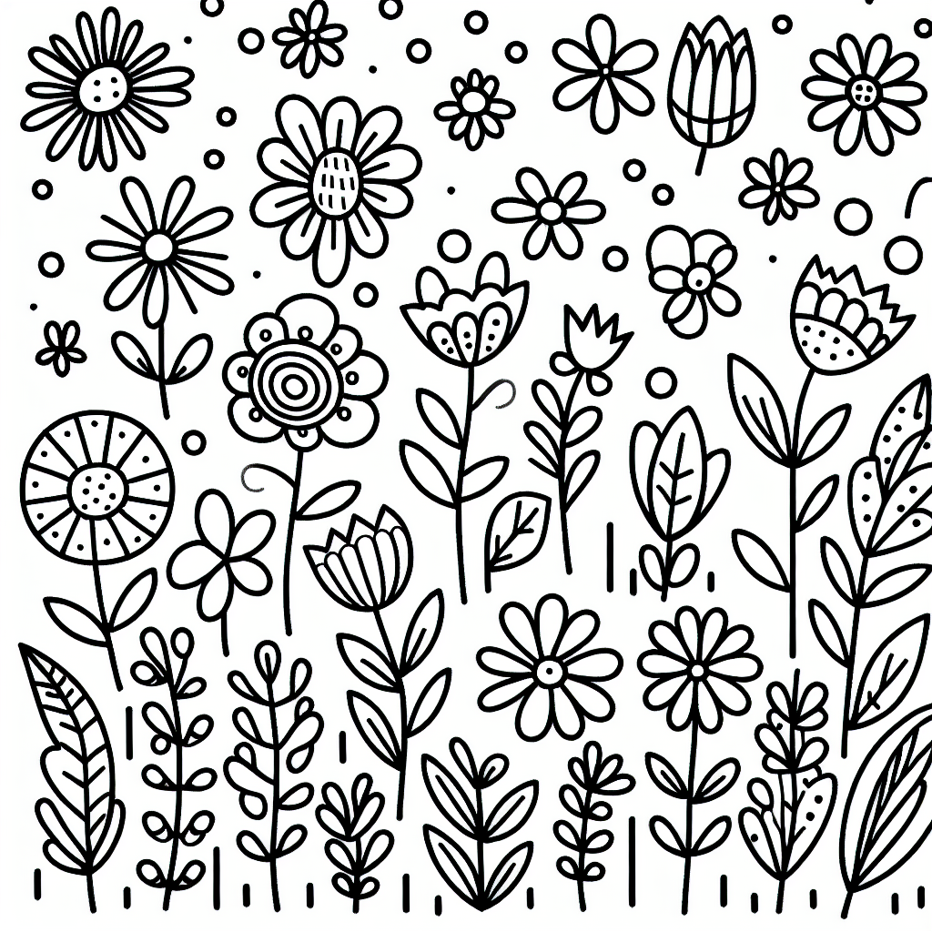 Additional floral coloring pages example 1