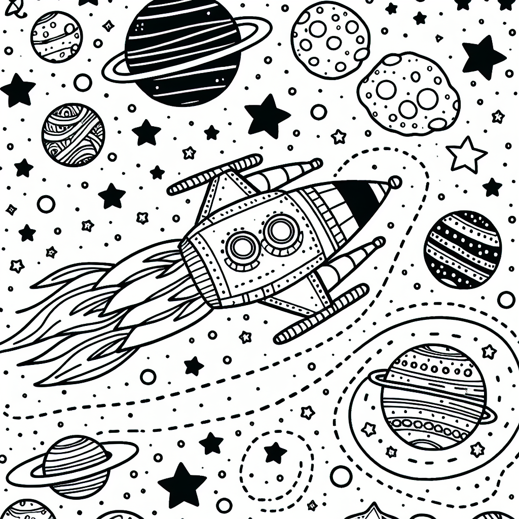 Additional galactic journey coloring pages example 1