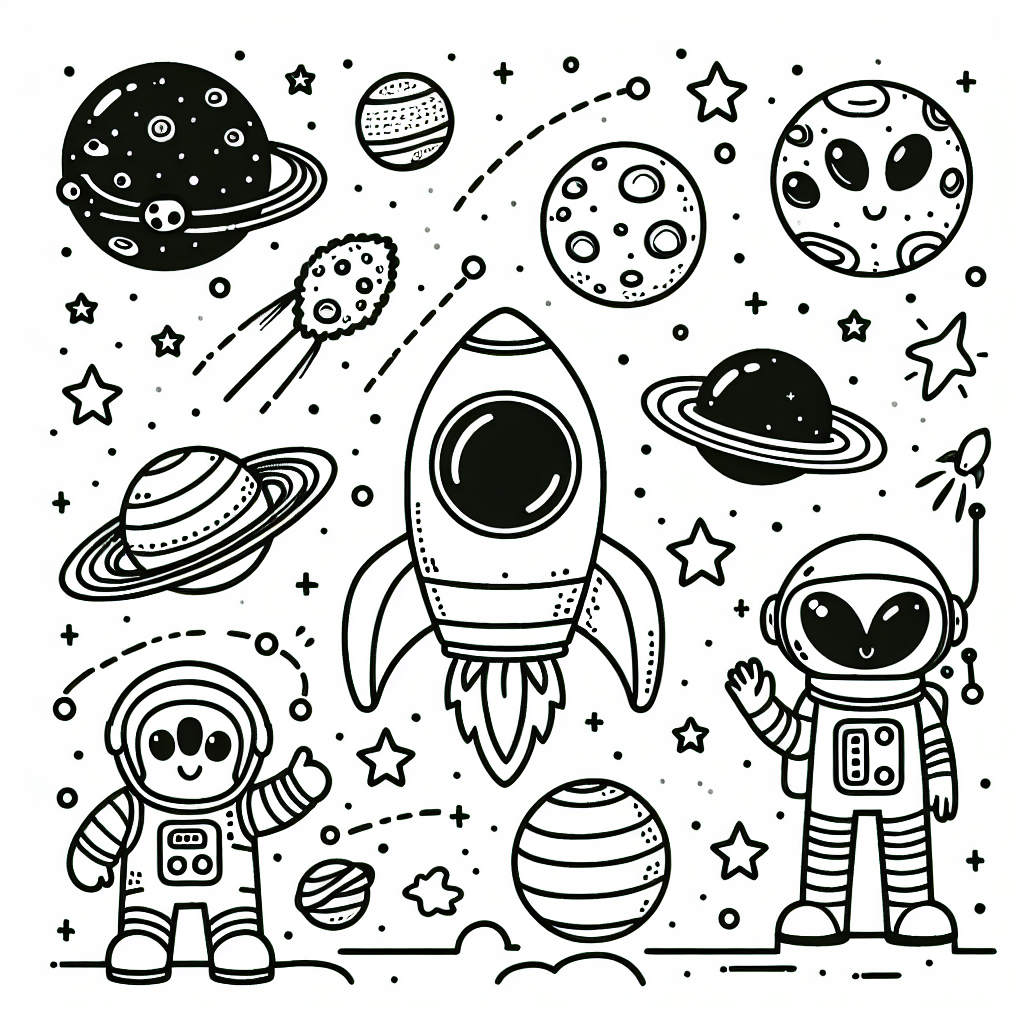 Additional galactic journey coloring pages example 2
