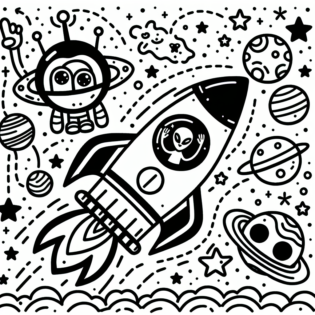 Additional intergalactic travel coloring pages example 2