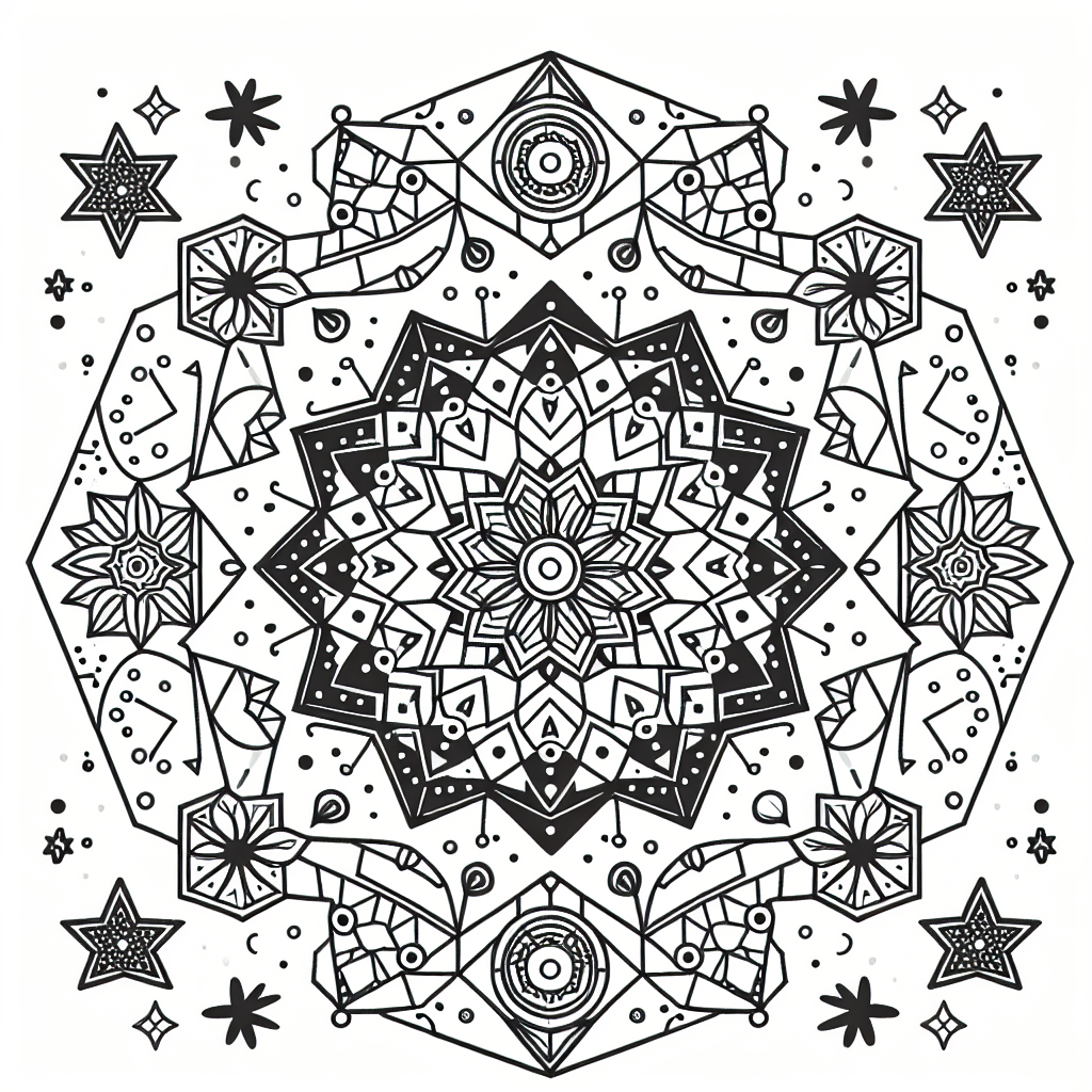 Additional kaleidoscope coloring pages example 1