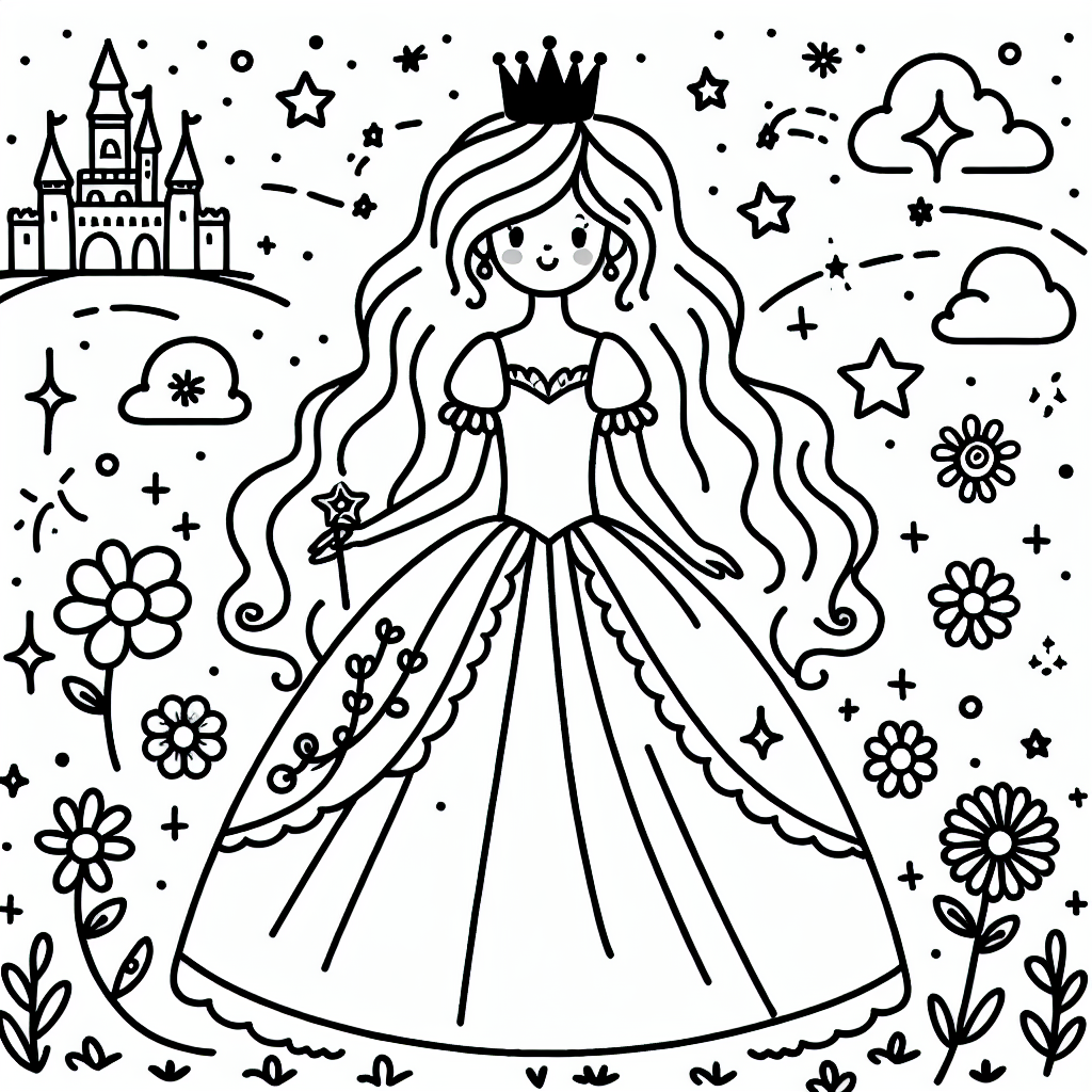 Additional princesses coloring pages example 2