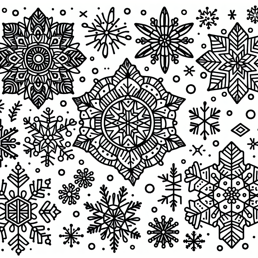 Additional snowflakes coloring pages example 1