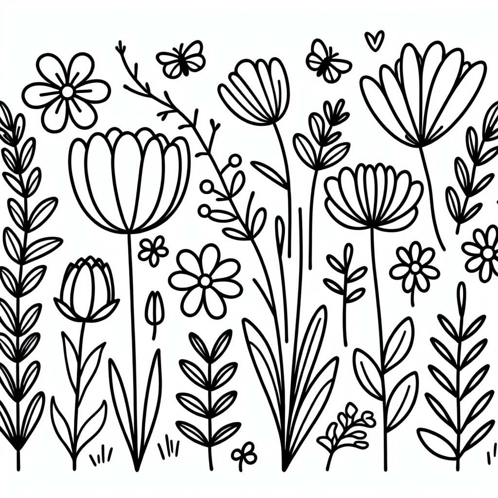 Additional spring flowers coloring pages example 1