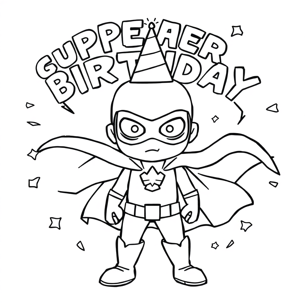 Superhero Birthday Coloring Pages