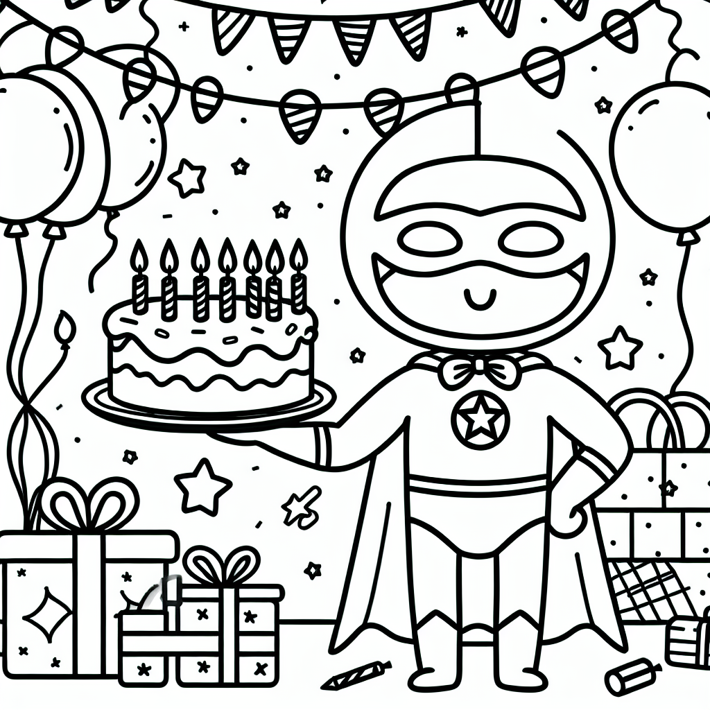 Additional superhero birthday coloring pages example 1