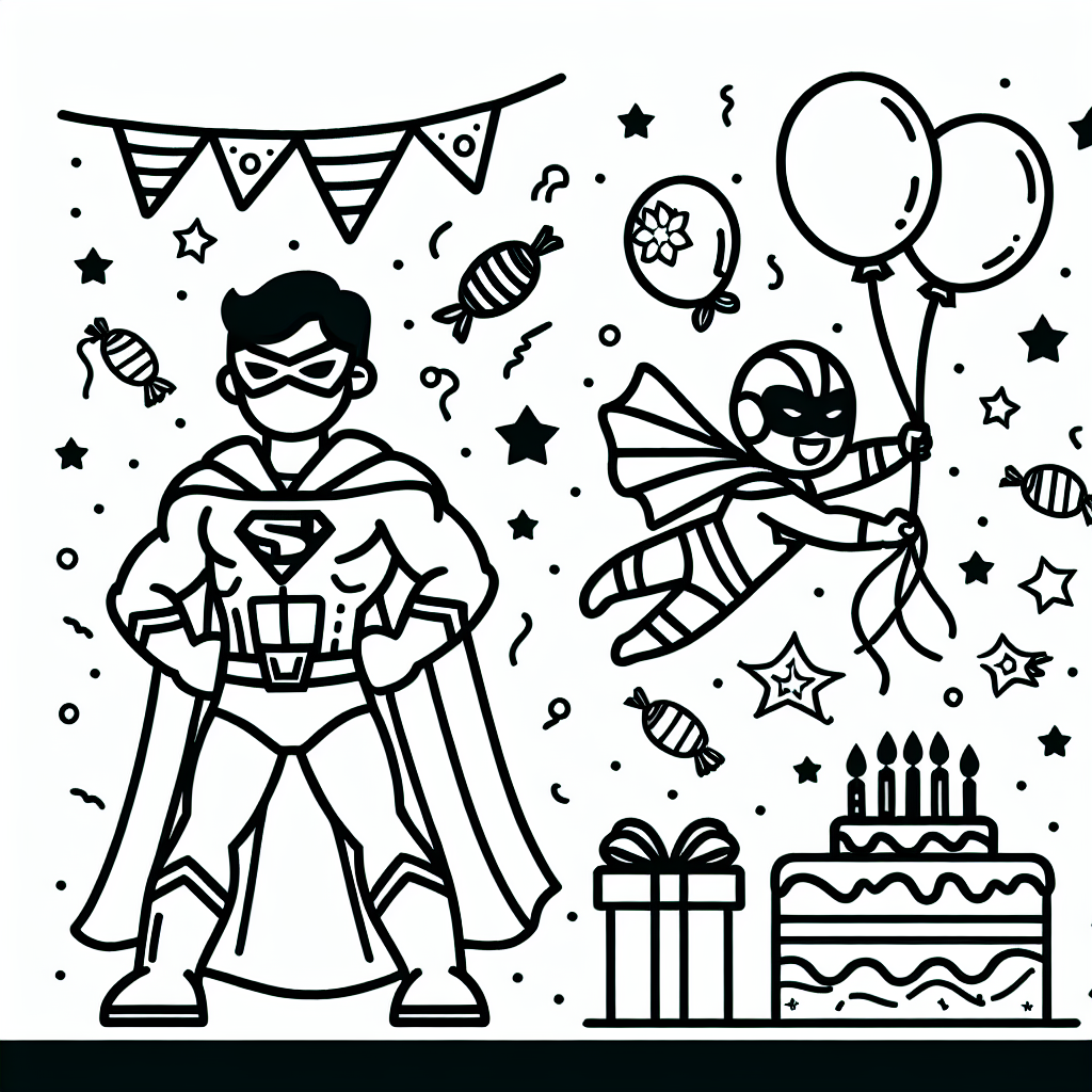 Additional superhero birthday coloring pages example 2