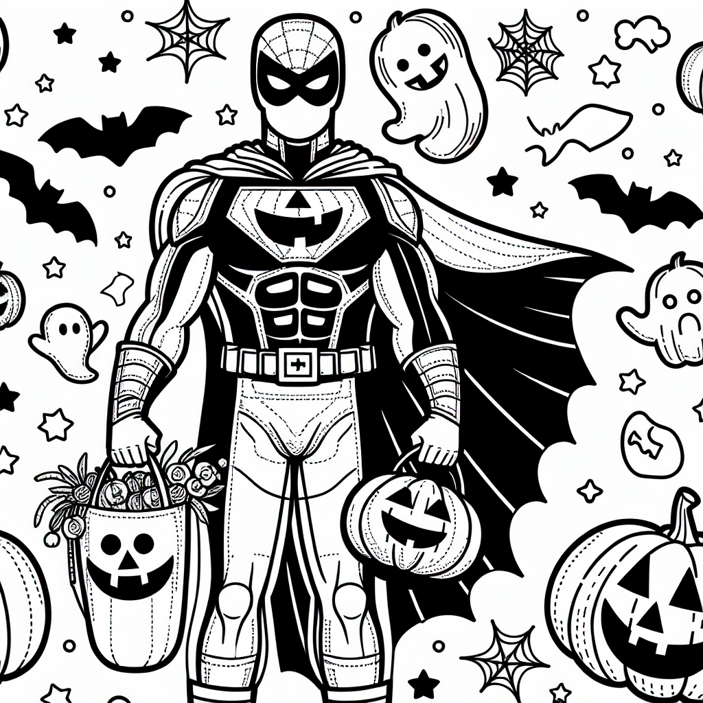 Additional superhero halloween coloring pages example 1