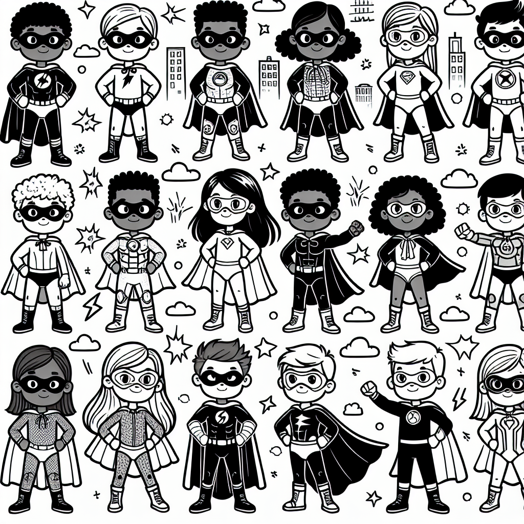 Additional superhero kids coloring pages example 2