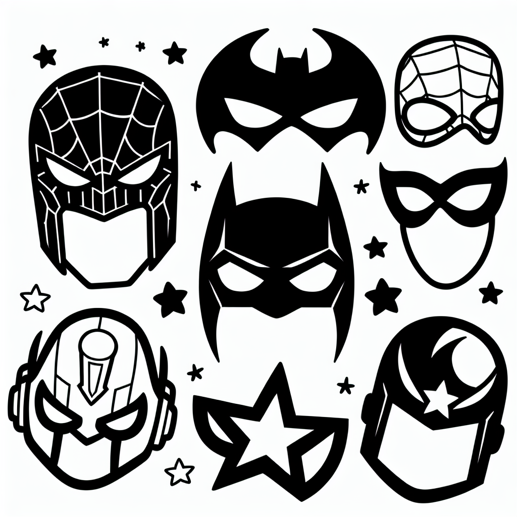 Additional superhero masks coloring pages example 1