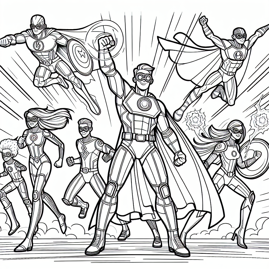 Additional superhero team coloring pages example 1