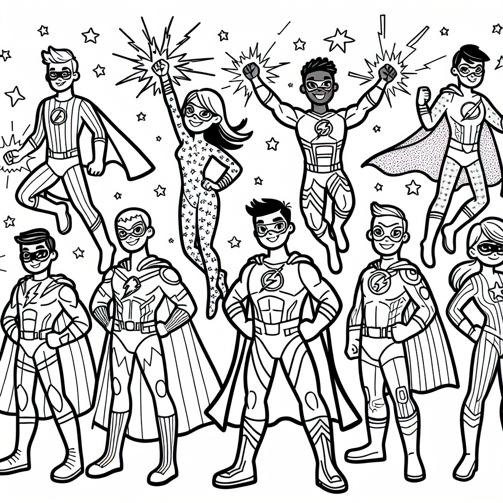 Additional superheroes coloring pages example 1