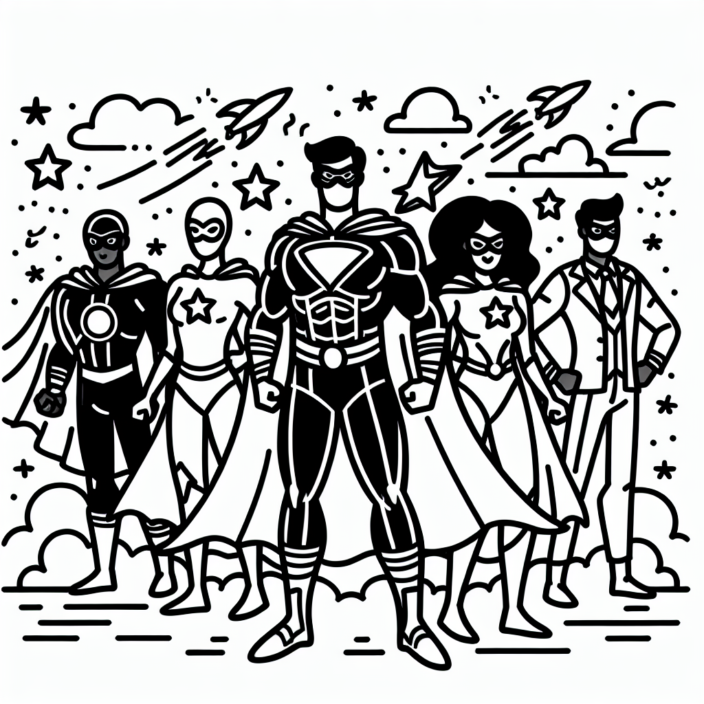 Additional superheroes coloring pages example 2