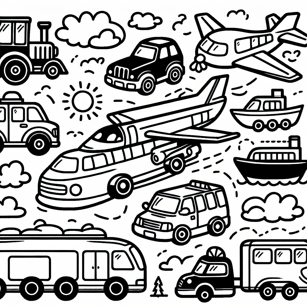 Additional vehicles coloring pages example 1