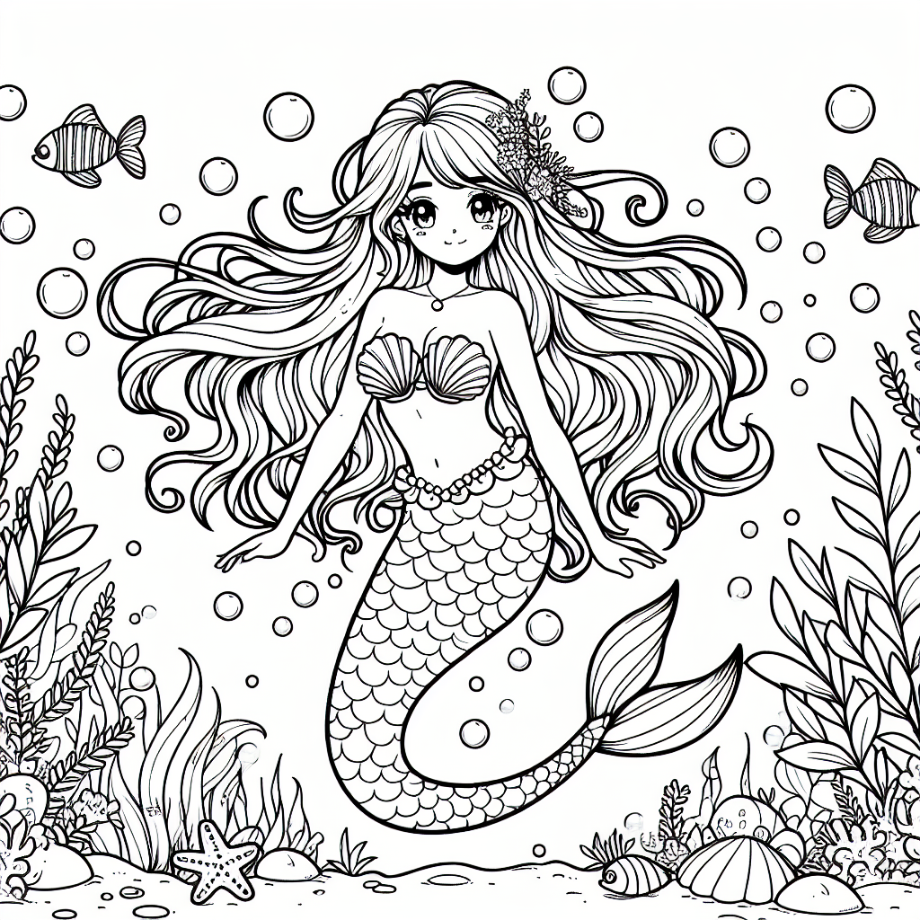 Free printable ariel underwater coloring pages for kids - high quality coloring page