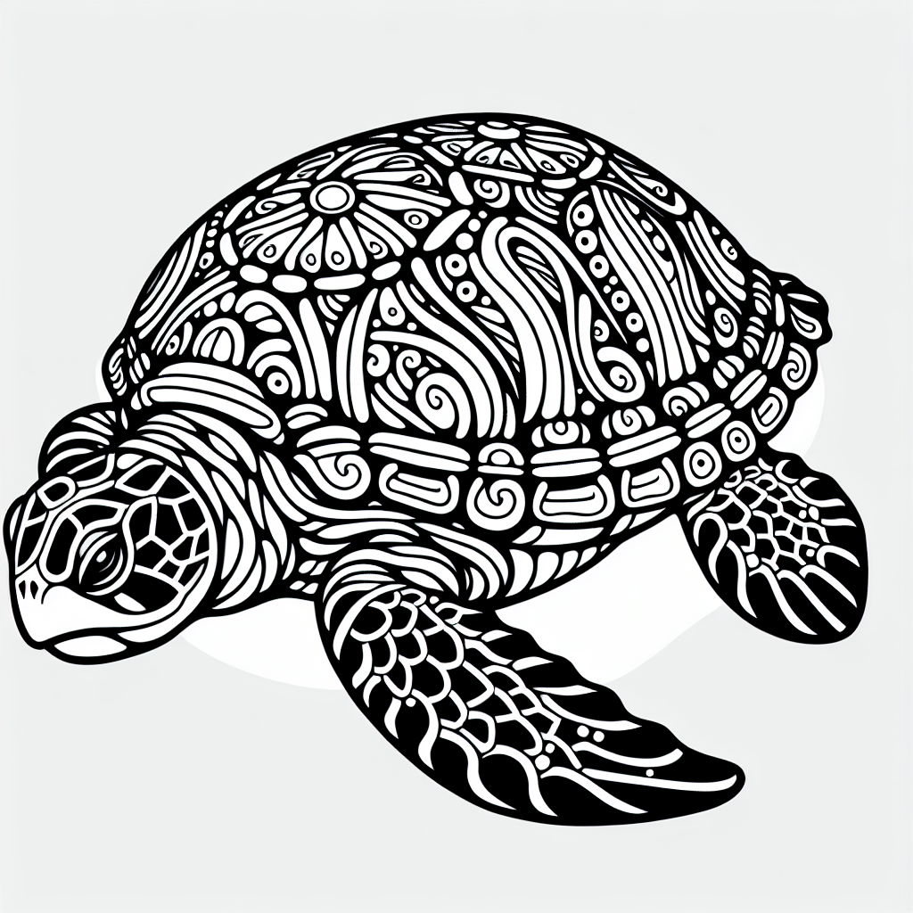 Alternative free printable cute sea turtle drawing coloring pages - design variation 2