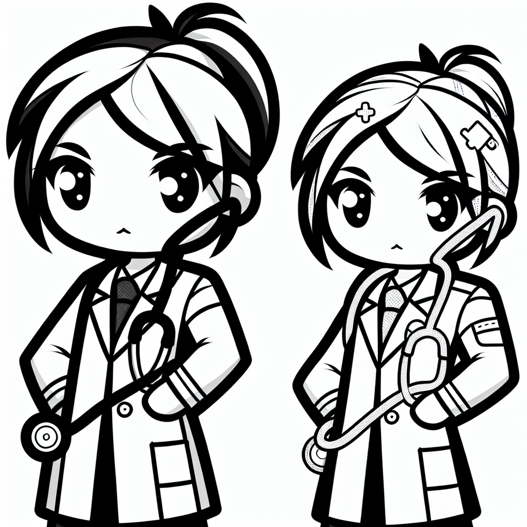 Alternative free printable doctor stethoscope coloring pages - design variation 1
