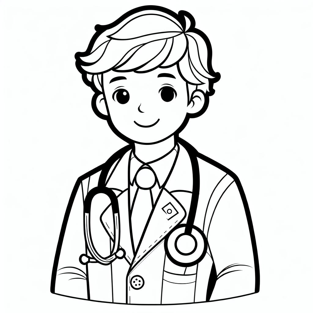 Alternative free printable doctor stethoscope coloring pages - design variation 2