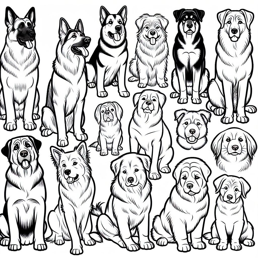 Alternative free printable dog breeds coloring pages - design variation 1