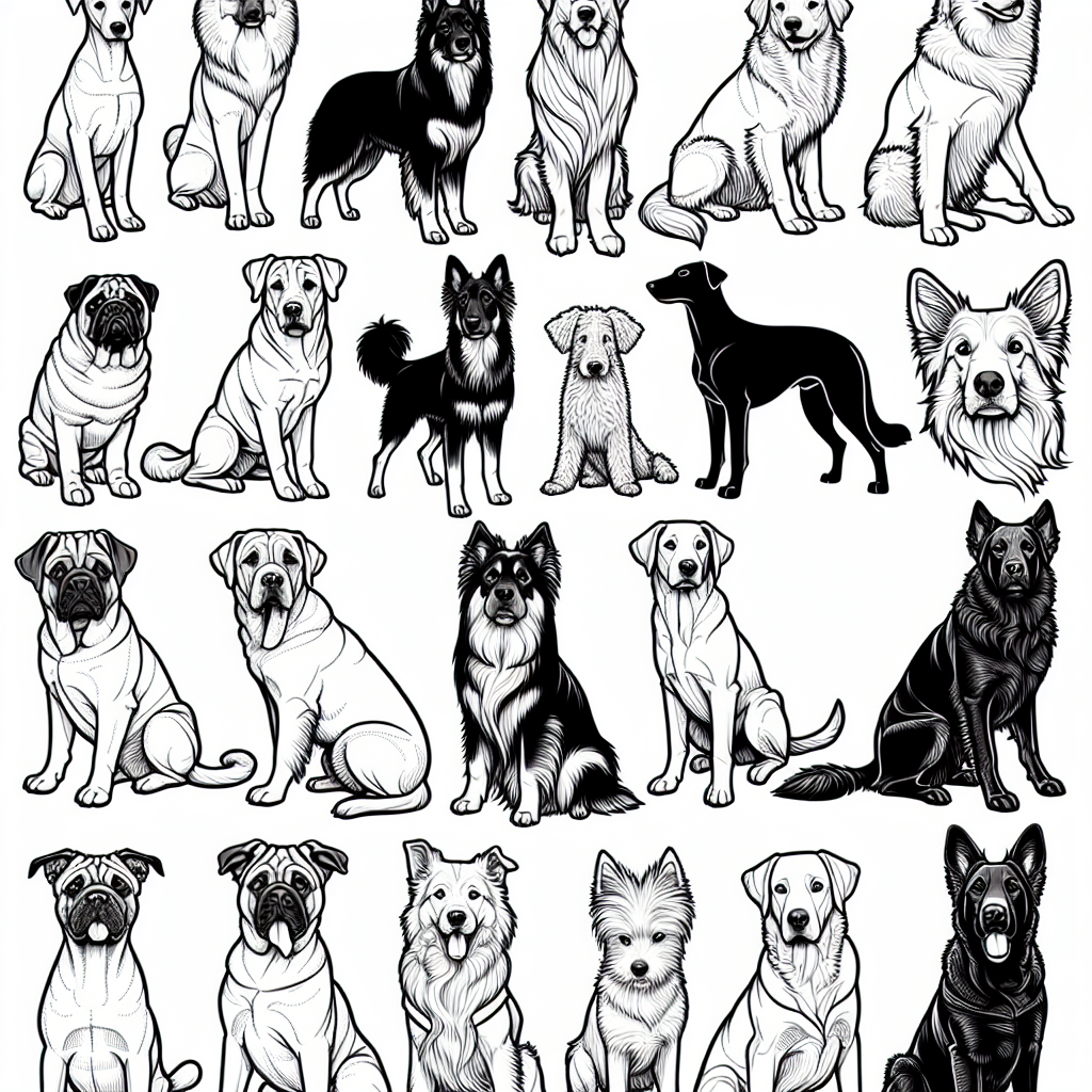 Alternative free printable dog breeds coloring pages - design variation 2