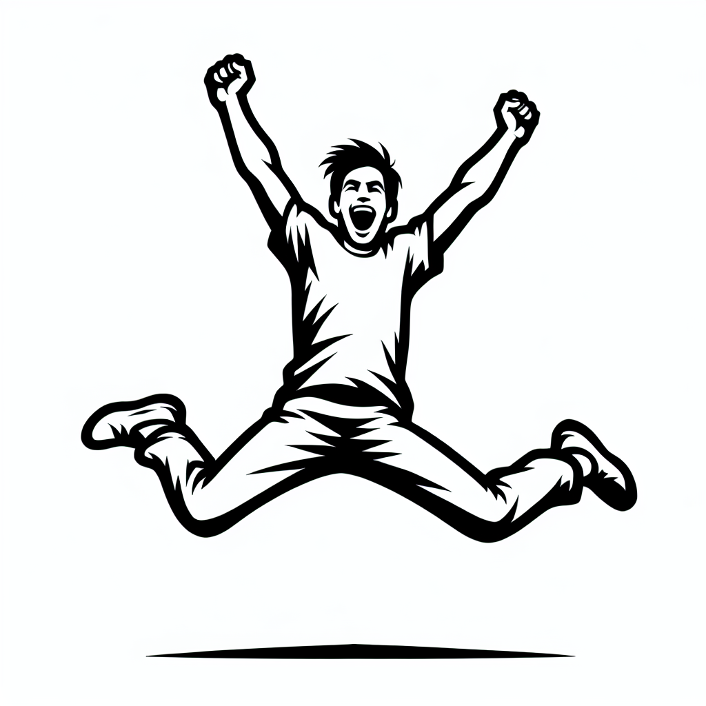 Free printable excited jump coloring pages for kids - high quality coloring page