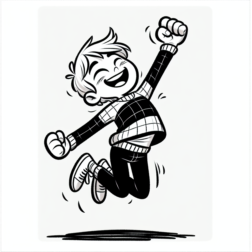 Alternative free printable excited jump coloring pages - design variation 1