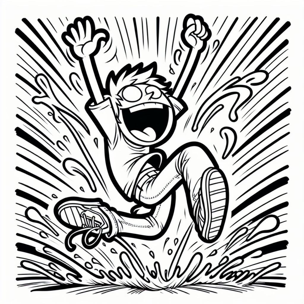 Alternative free printable excited jump coloring pages - design variation 2