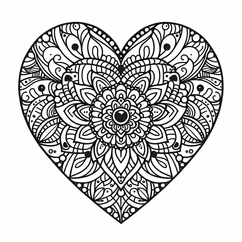 Free printable heart mandala coloring pages for kids - high quality coloring page