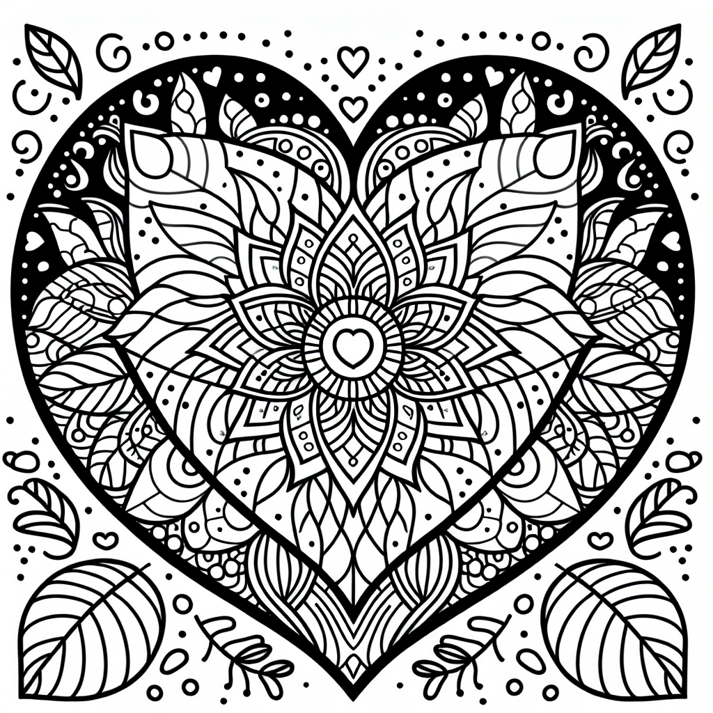 Alternative free printable heart mandala coloring pages - design variation 2