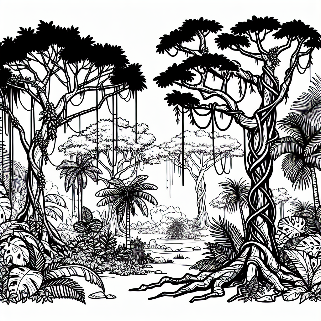Free printable jungle trees coloring pages for kids - high quality coloring page