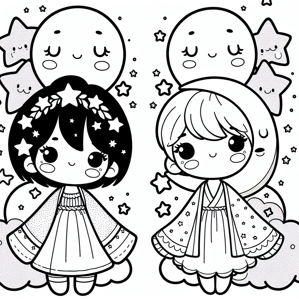 Free printable little twin stars coloring pages for kids - high quality coloring page
