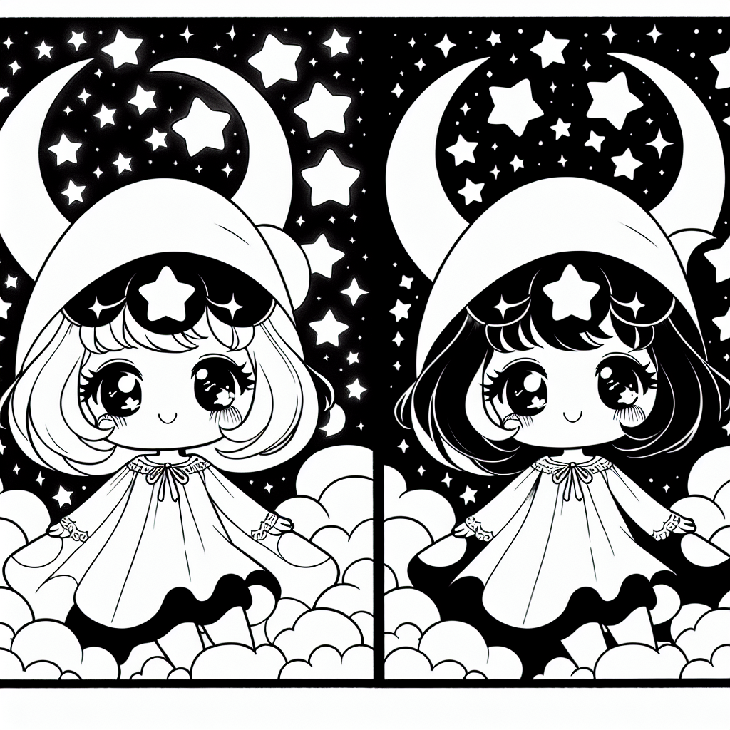 Alternative free printable little twin stars coloring pages - design variation 1