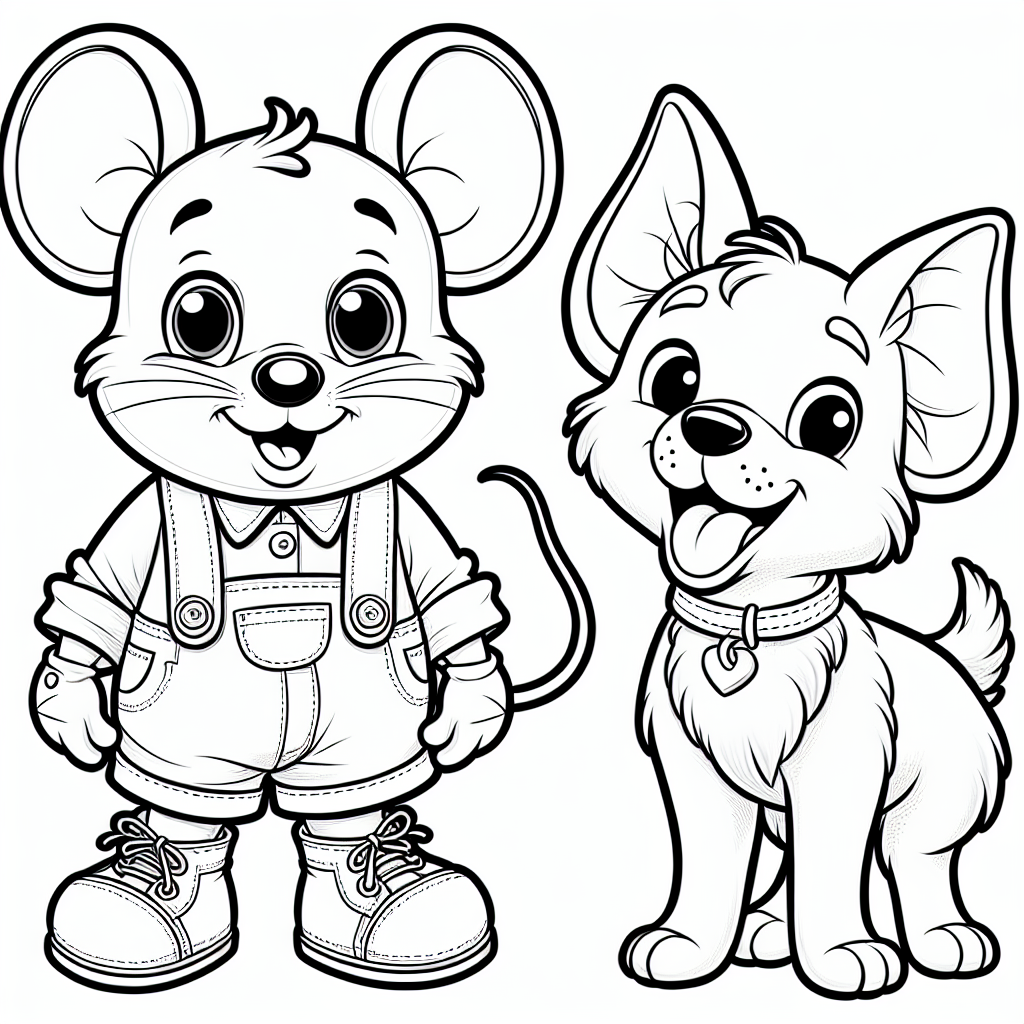 Alternative free printable mickey and pluto coloring pages - design variation 2