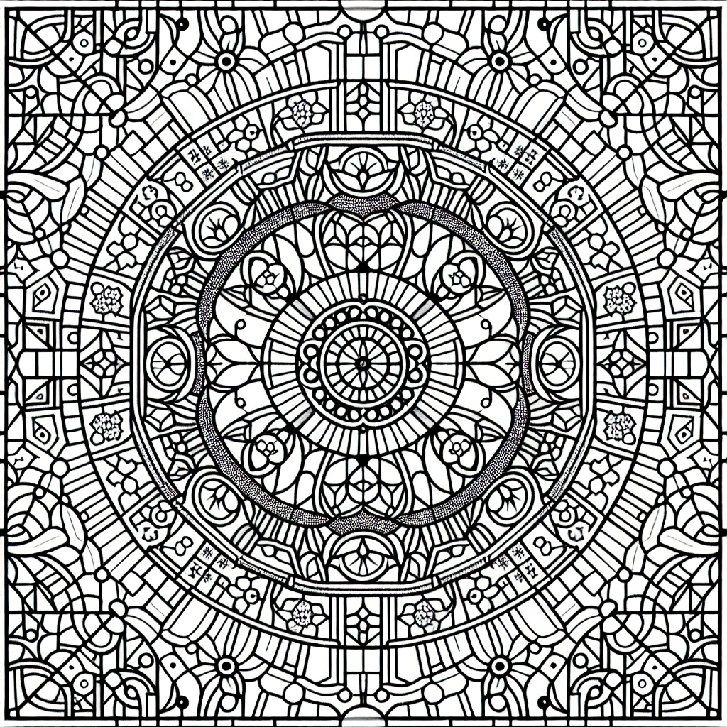 Alternative free printable mosaic pattern coloring pages - design variation 1