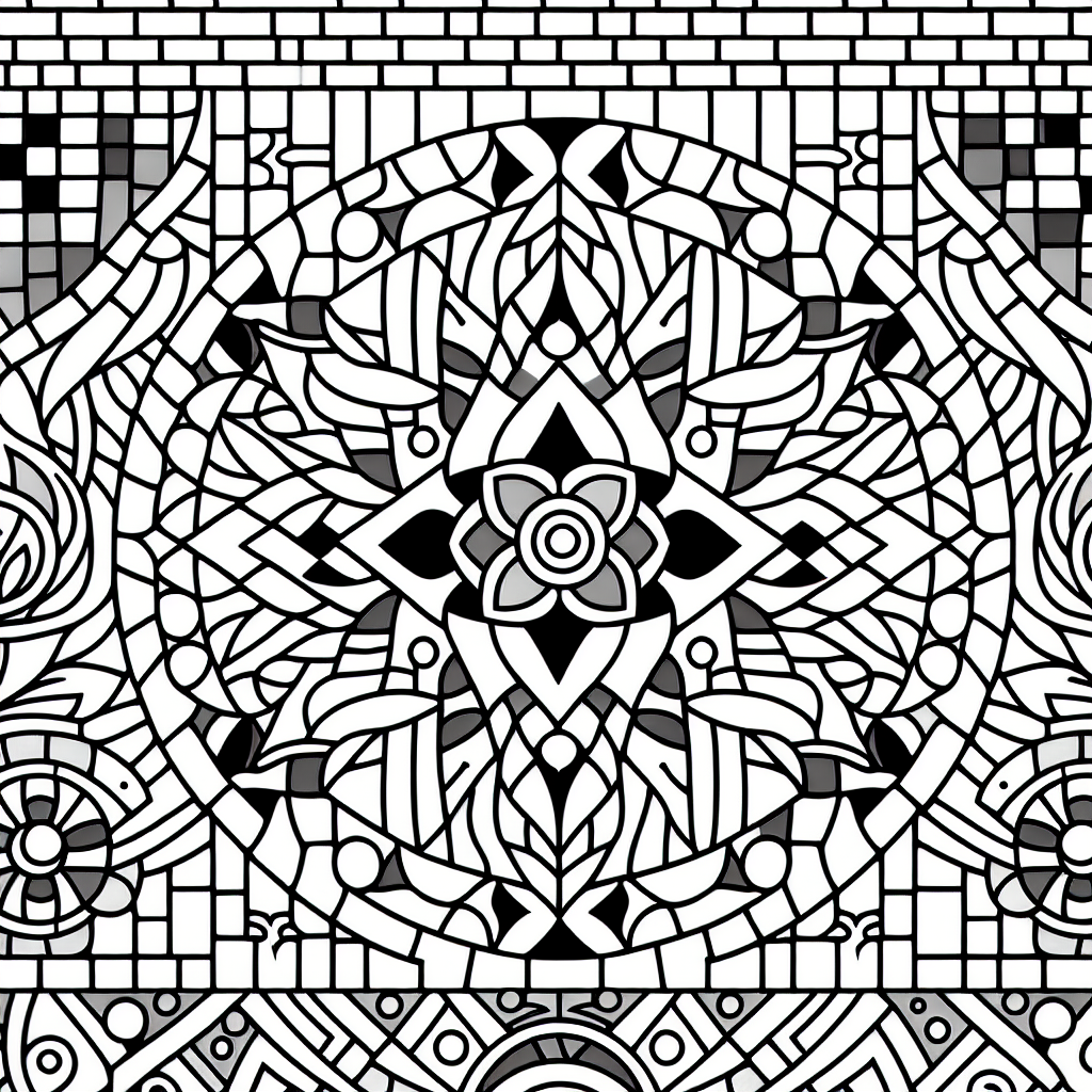 Alternative free printable mosaic pattern coloring pages - design variation 2