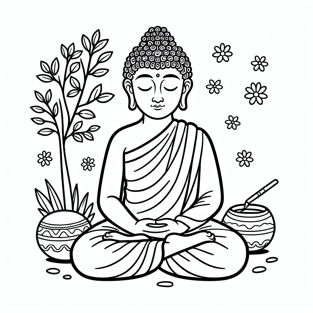 Alternative free printable peaceful calm coloring pages - design variation 2