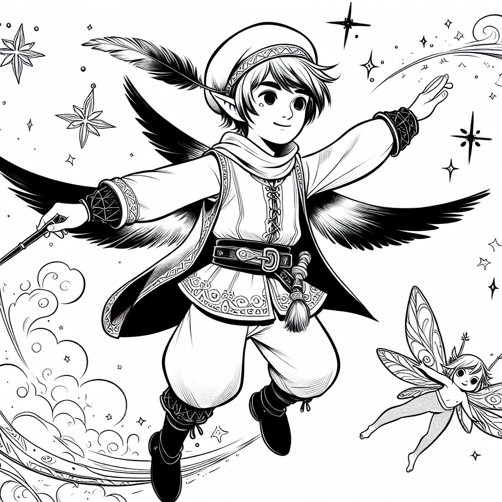 Alternative free printable peter pan coloring pages - design variation 2