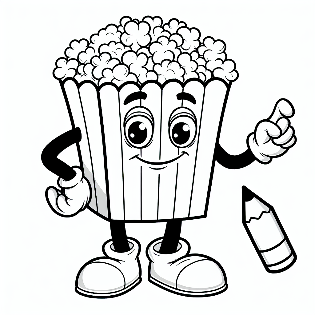 Alternative free printable popcorn movie coloring pages - design variation 1