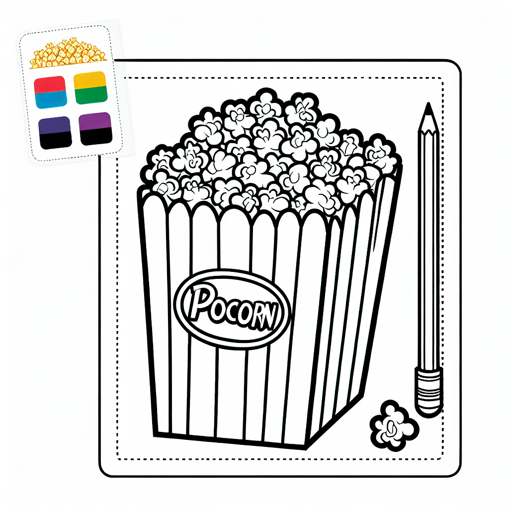 Alternative free printable popcorn movie coloring pages - design variation 2