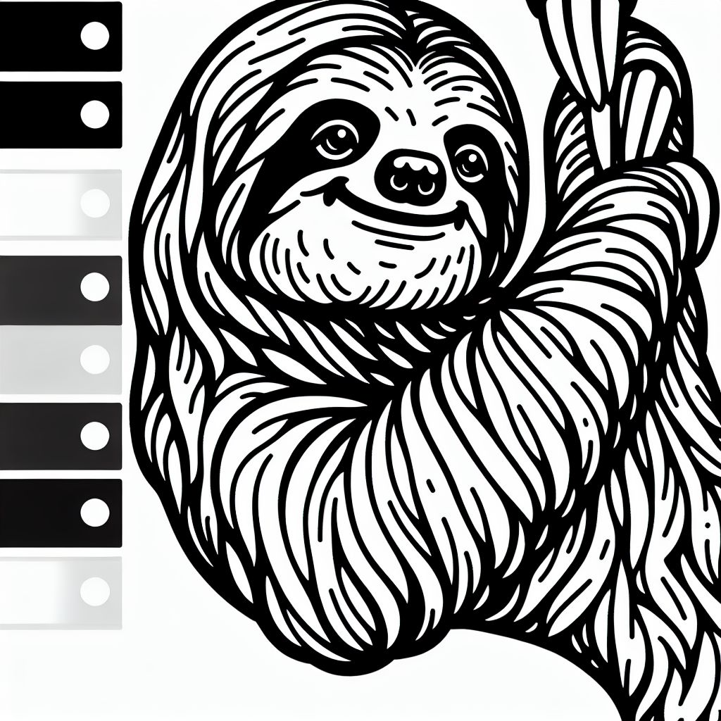 Alternative free printable sloth coloring pages - design variation 2