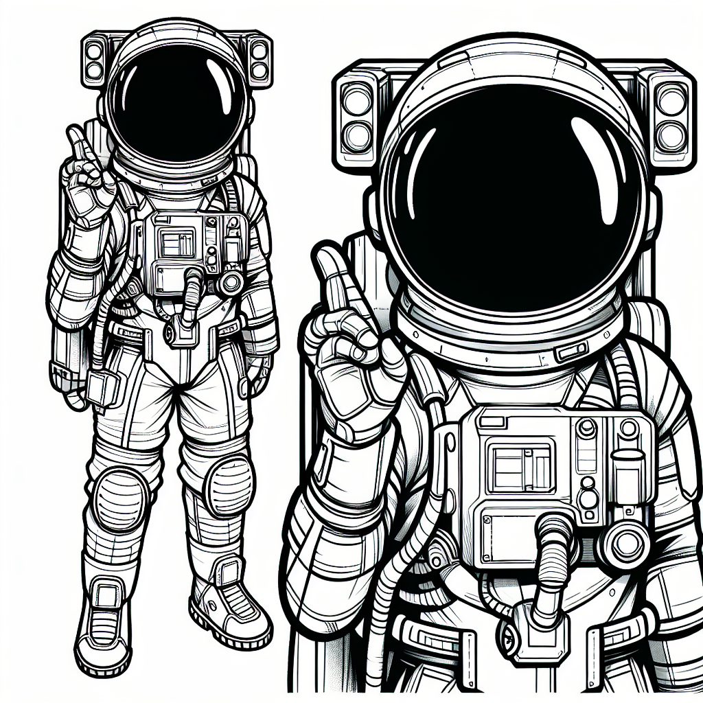 Alternative free printable space explorer coloring pages - design variation 1
