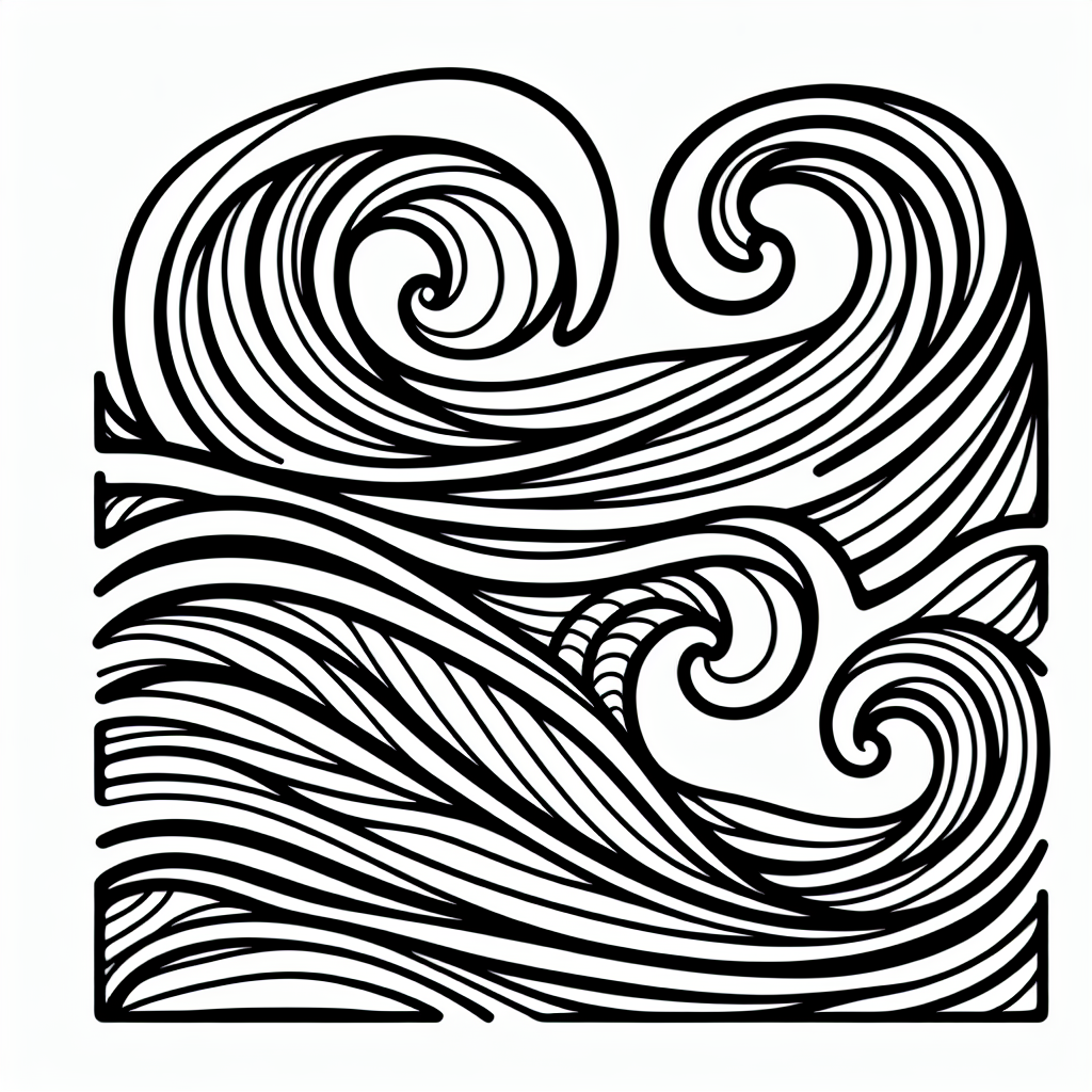 Alternative free printable wave pattern coloring pages - design variation 1