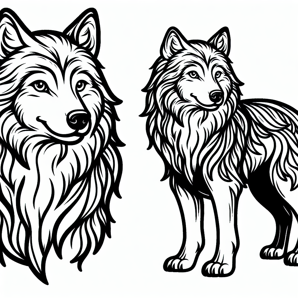 Alternative free printable wolf printable coloring pages - design variation 1